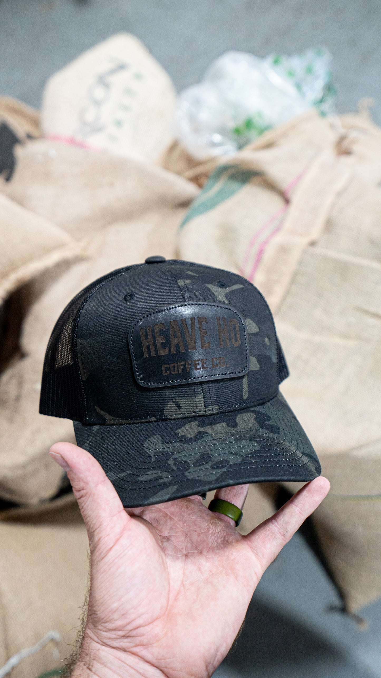 Leather Patch Hat // Trucker // Multicam